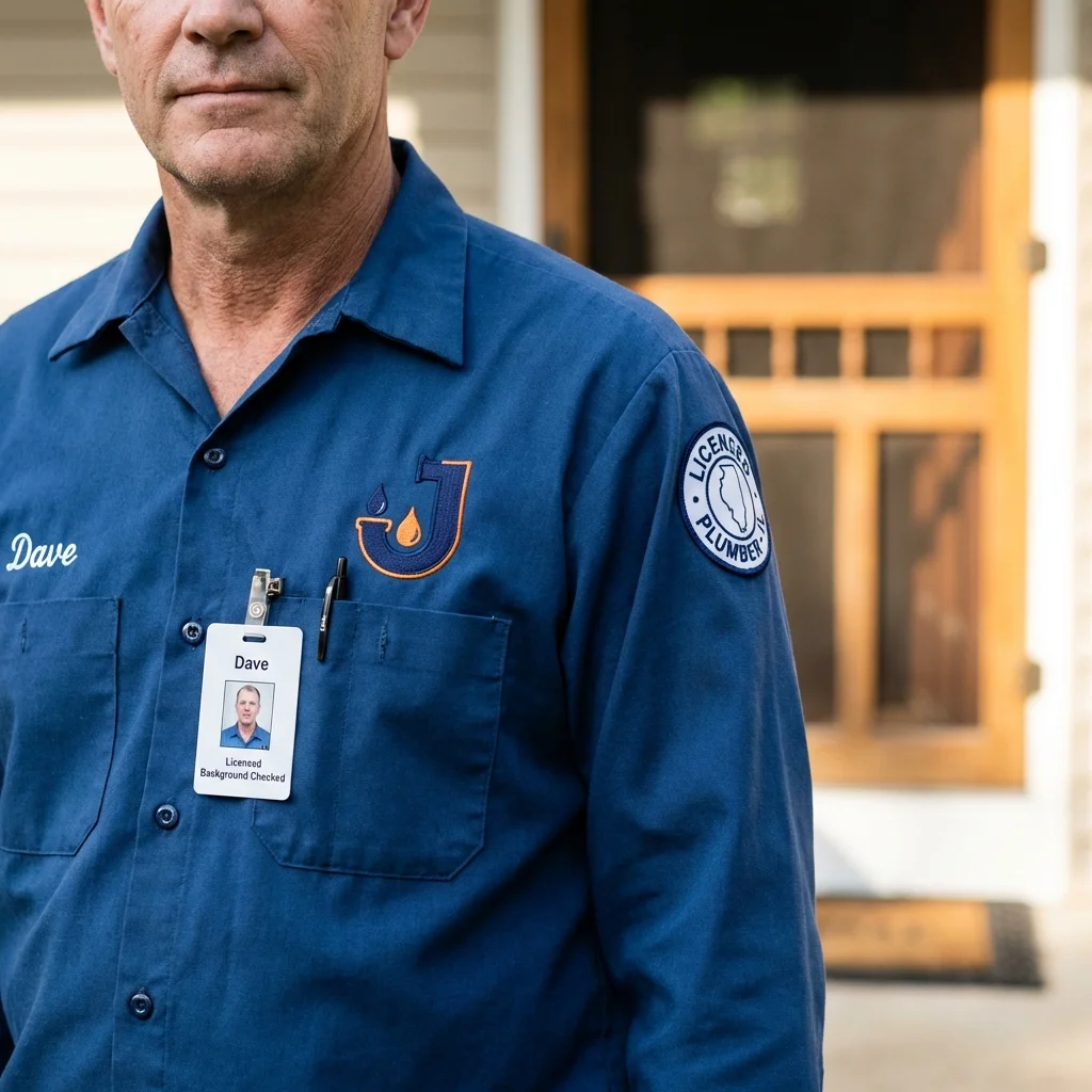 Licensed plumber showing ID badge in Southaven, MS