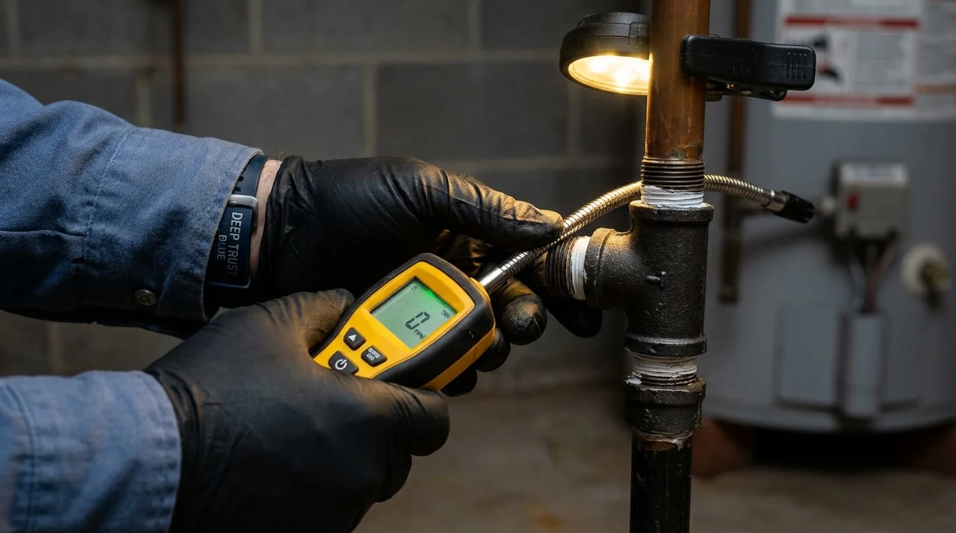 Gas leak detection with electronic sniffer by Johns Plumbing LLC in Southaven