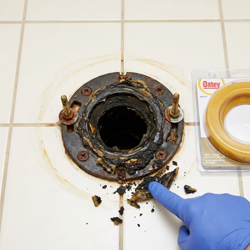 Failed wax ring showing water seepage at the base of a toilet in a Southaven, MS home